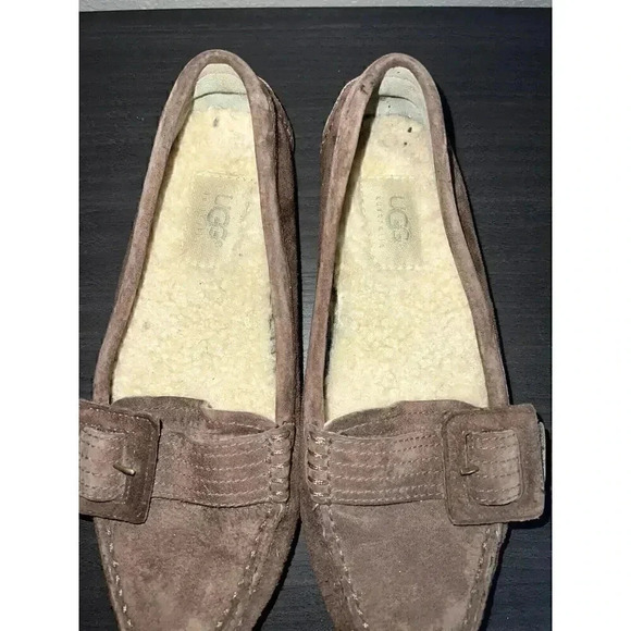 UGG Retreat 5767 Brown Suede Shearling Lined Loafer Moccasin Womens 5 - Picture 1 of 6